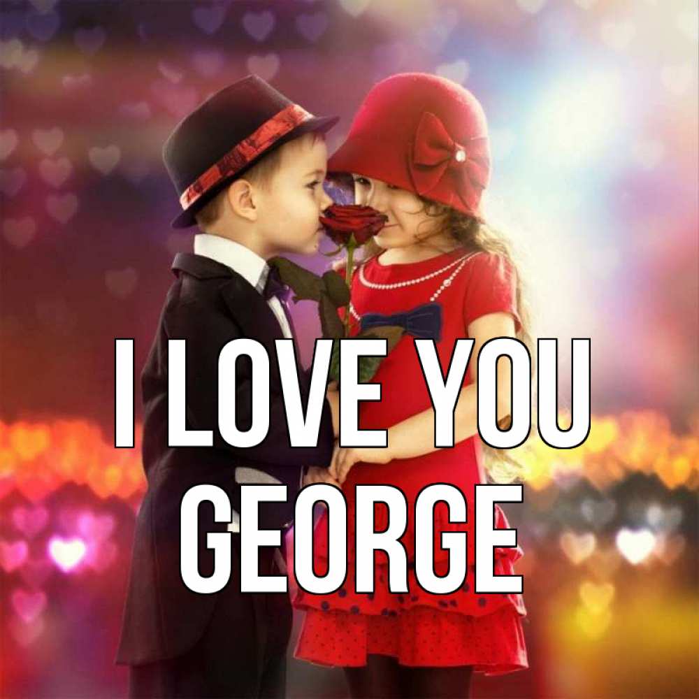 Greetings card с именем, George I love you черное и красное и роза Greetings with text for free download 