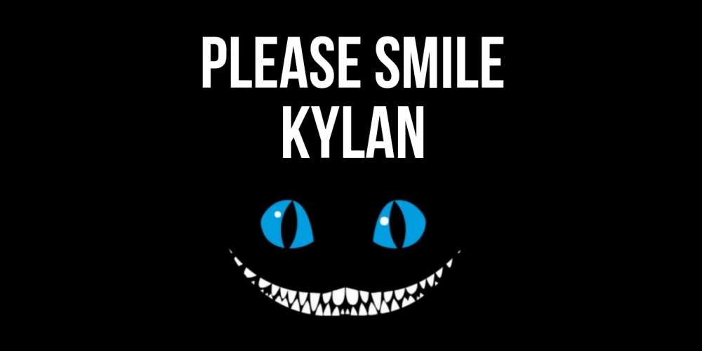 Greetings card с именем, Kylan Please smile кот улыбается Greetings with text for free download 