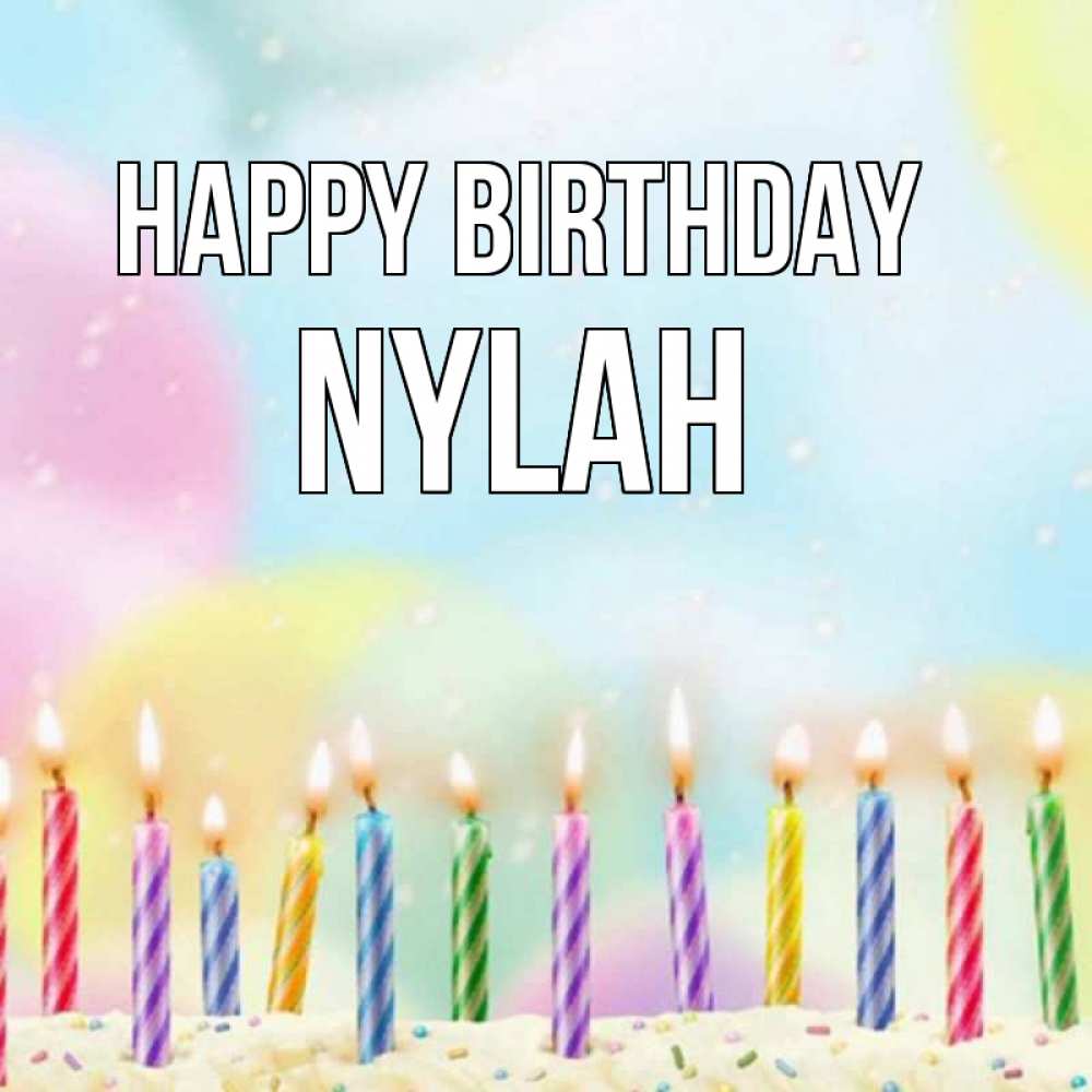 Greetings card с именем, Nylah Happy Birthday разноцветное Greetings with text for free download 