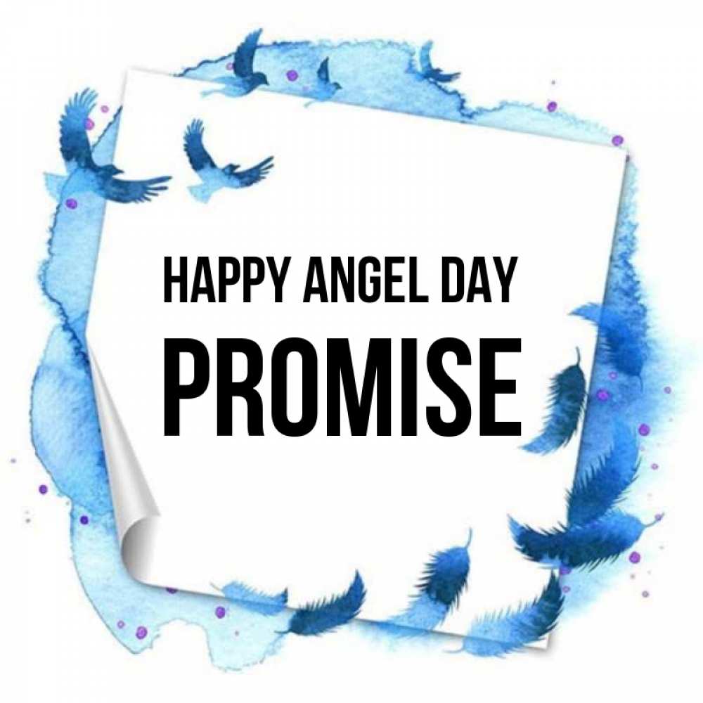 Greetings card с именем, Promise happy angel day красивые птицы летят Greetings with text for free download 