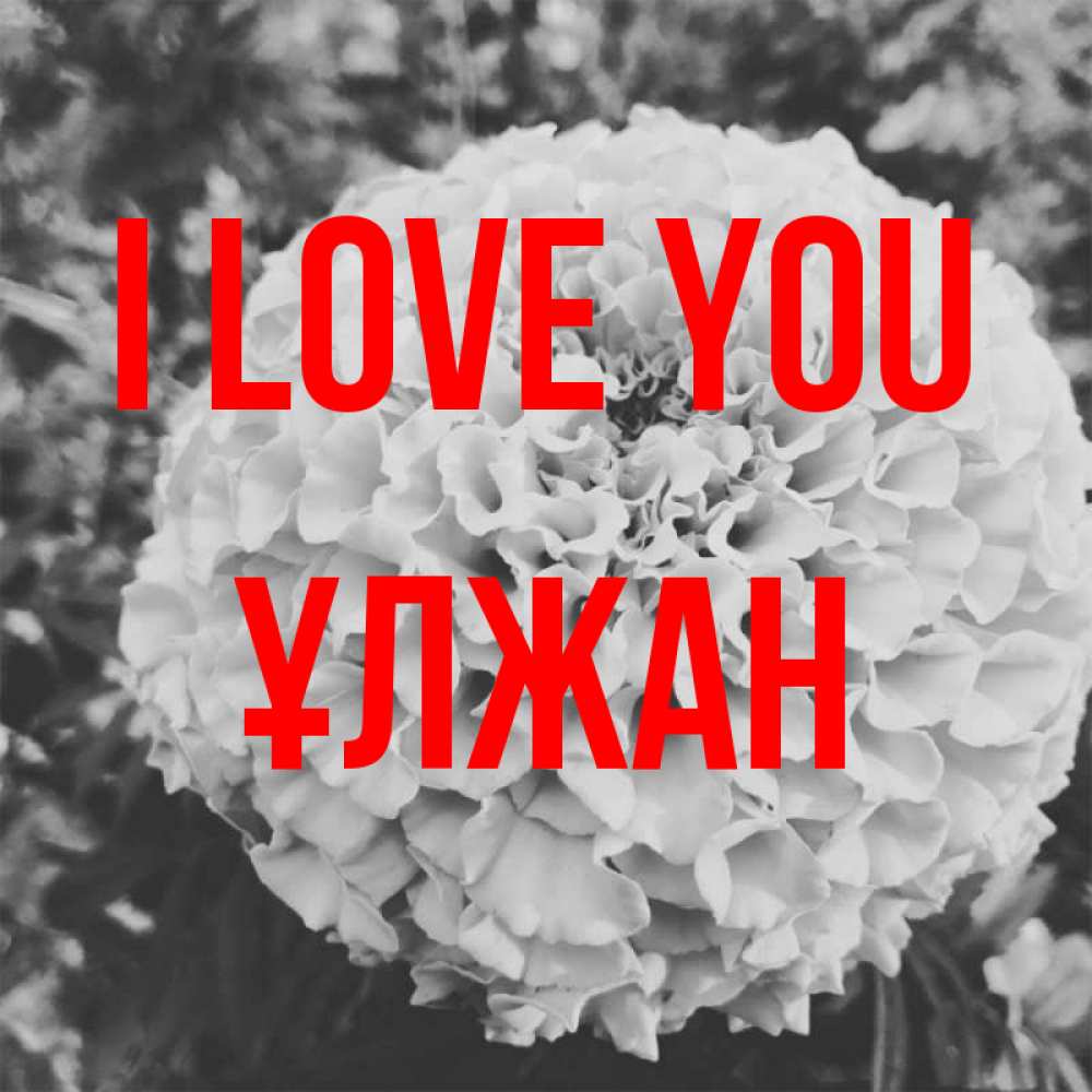 Greetings card с именем, ҰЛЖАН I love you подпись Greetings with text for free download 