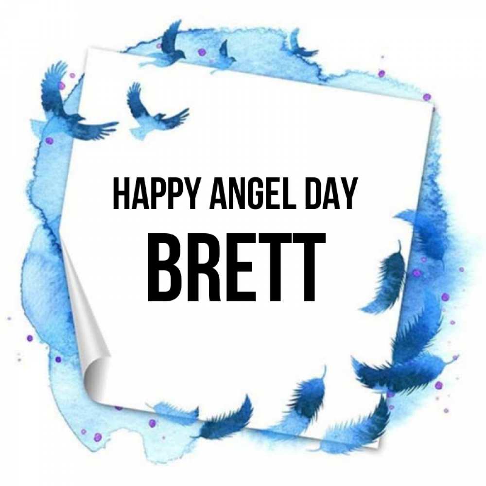 Greetings card с именем, Brett happy angel day красивые птицы летят Greetings with text for free download 