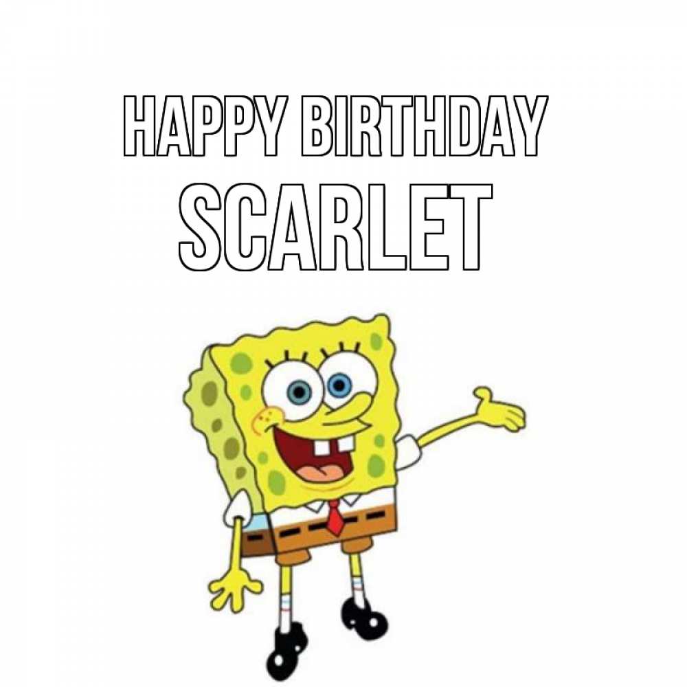 Greetings card с именем, Scarlet Happy Birthday веселые Greetings with text for free download 