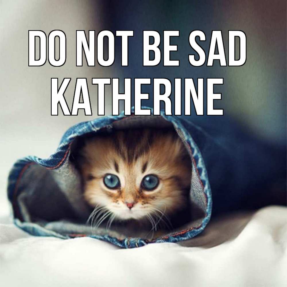 Greetings card с именем, Katherine Do not be sad рыжик котик Greetings with text for free download 