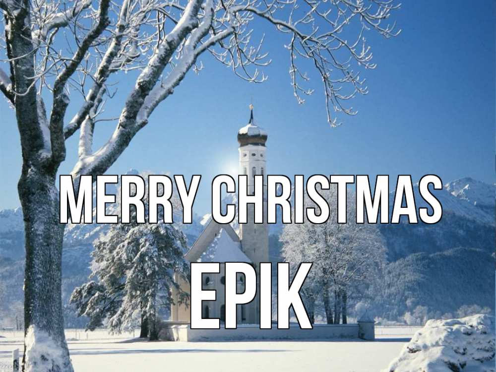 Greetings card с именем, Ерік Merry Christmas зима, храм, костел Greetings with text for free download 