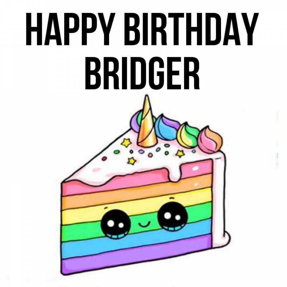 Greetings card с именем, Bridger Happy Birthday с днем варенья Greetings with text for free download 