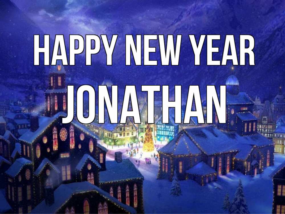 Greetings card с именем, Jonathan Happy New Year новый год Greetings with text for free download 
