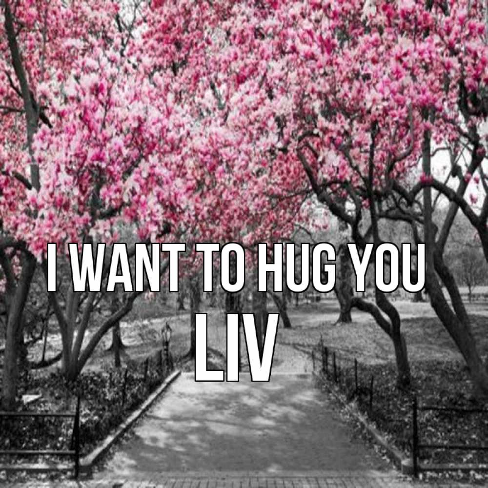 Greetings card с именем, Liv I want to hug you обработанное фото Greetings with text for free download 