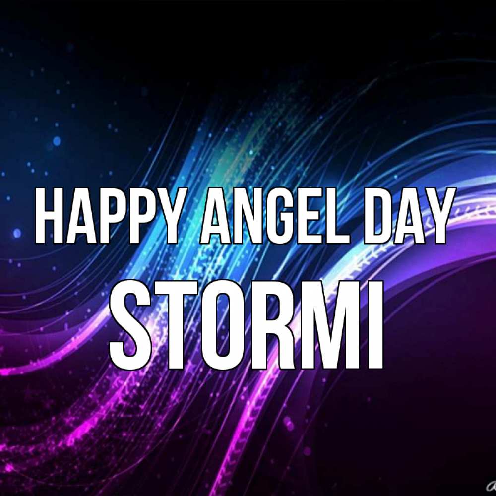 Greetings card с именем, Stormi happy angel day фиолетовый фон Greetings with text for free download 
