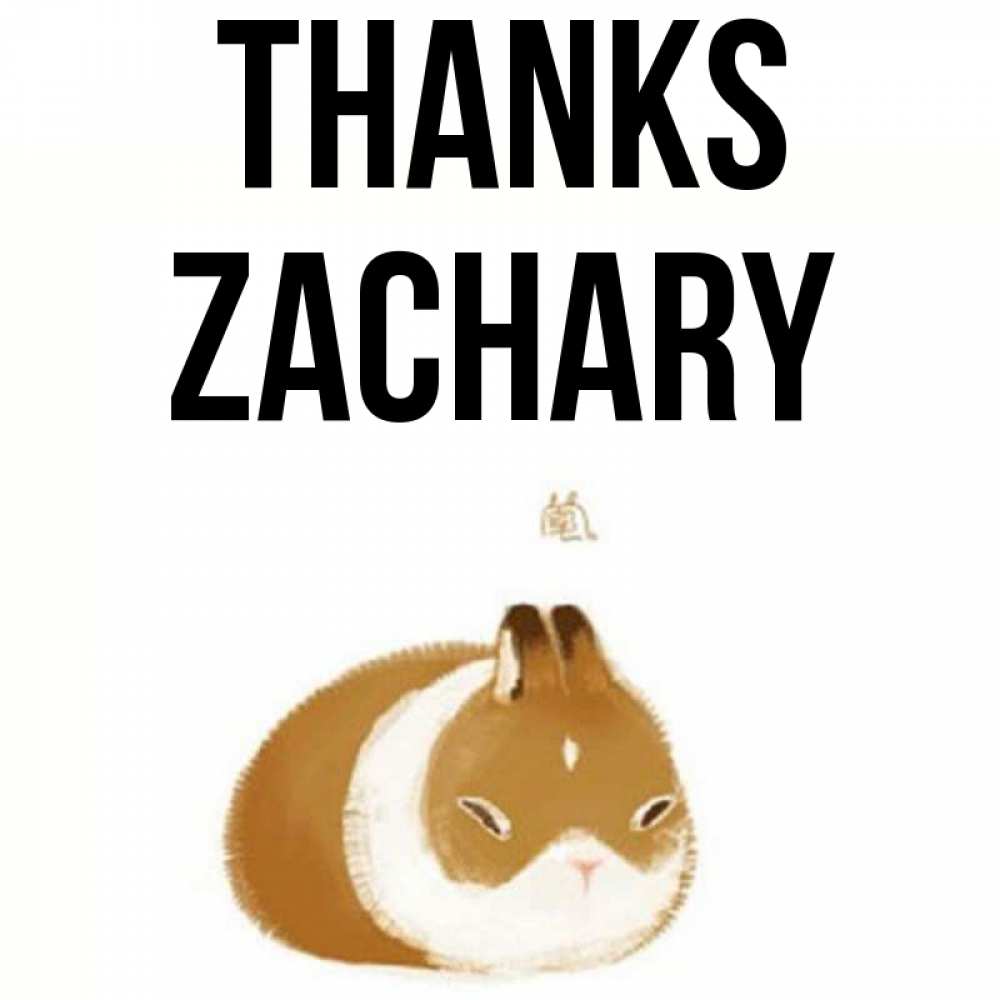 Greetings card с именем, Zachary Thanks коричнево белый домашний питомец Greetings with text for free download 