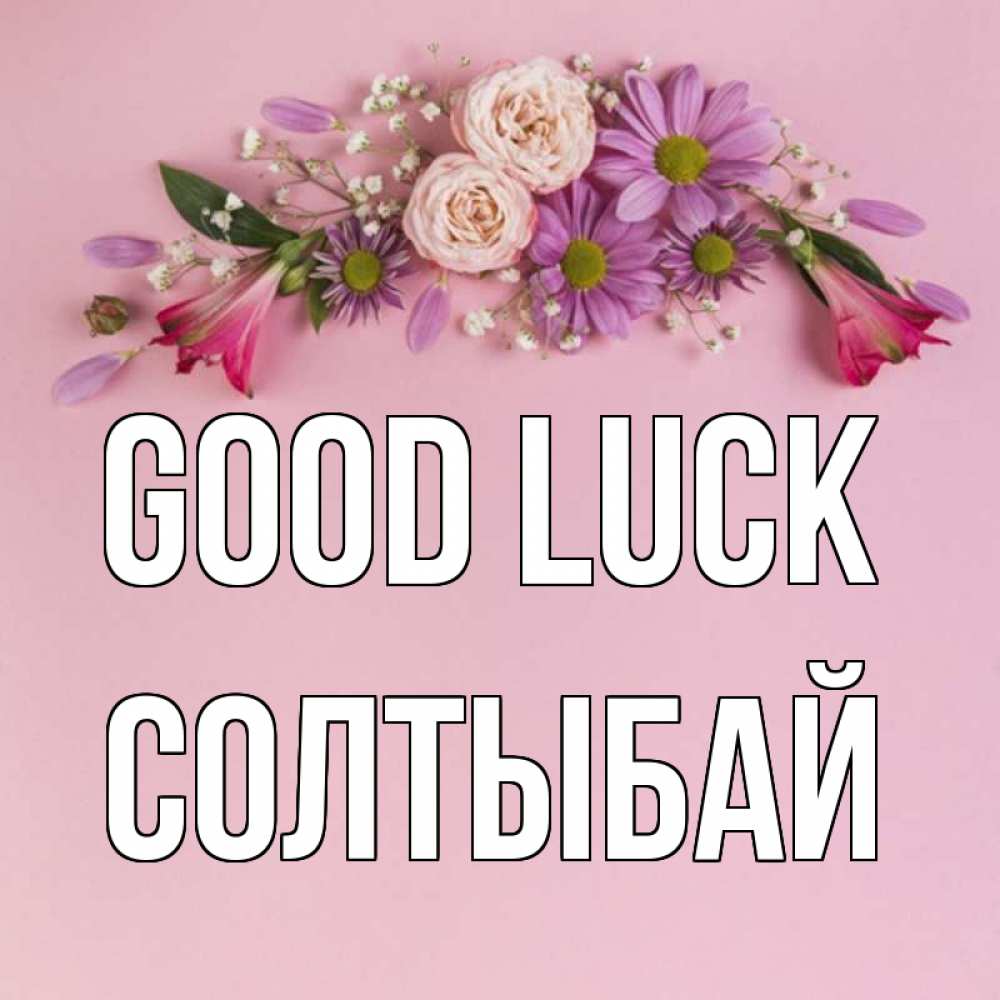 Greetings card с именем, СОЛТЫБАЙ Good luck розовый фон Greetings with text for free download 