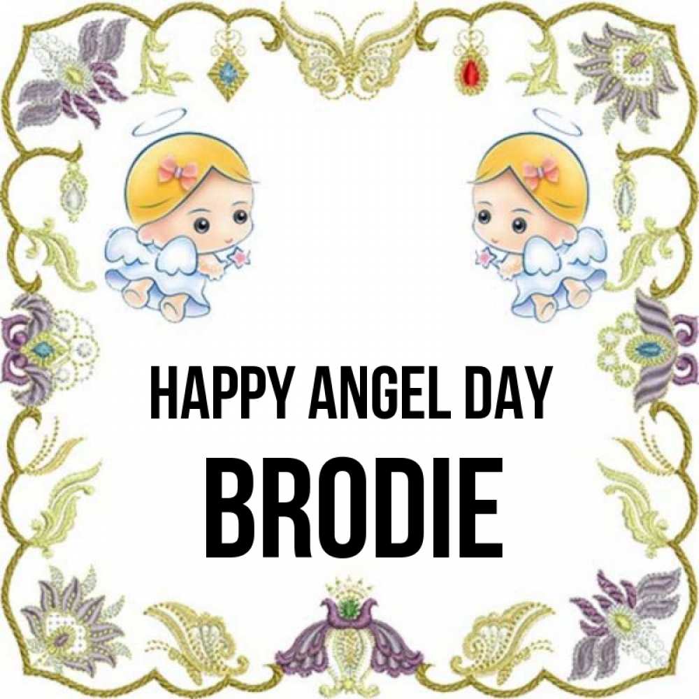 Greetings card с именем, Brodie happy angel day маленькие ангелы с крылышками Greetings with text for free download 