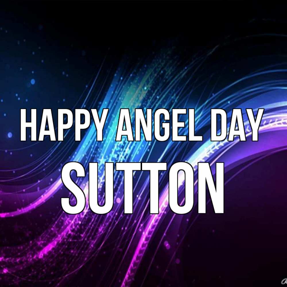 Greetings card с именем, Sutton happy angel day фиолетовый фон Greetings with text for free download 