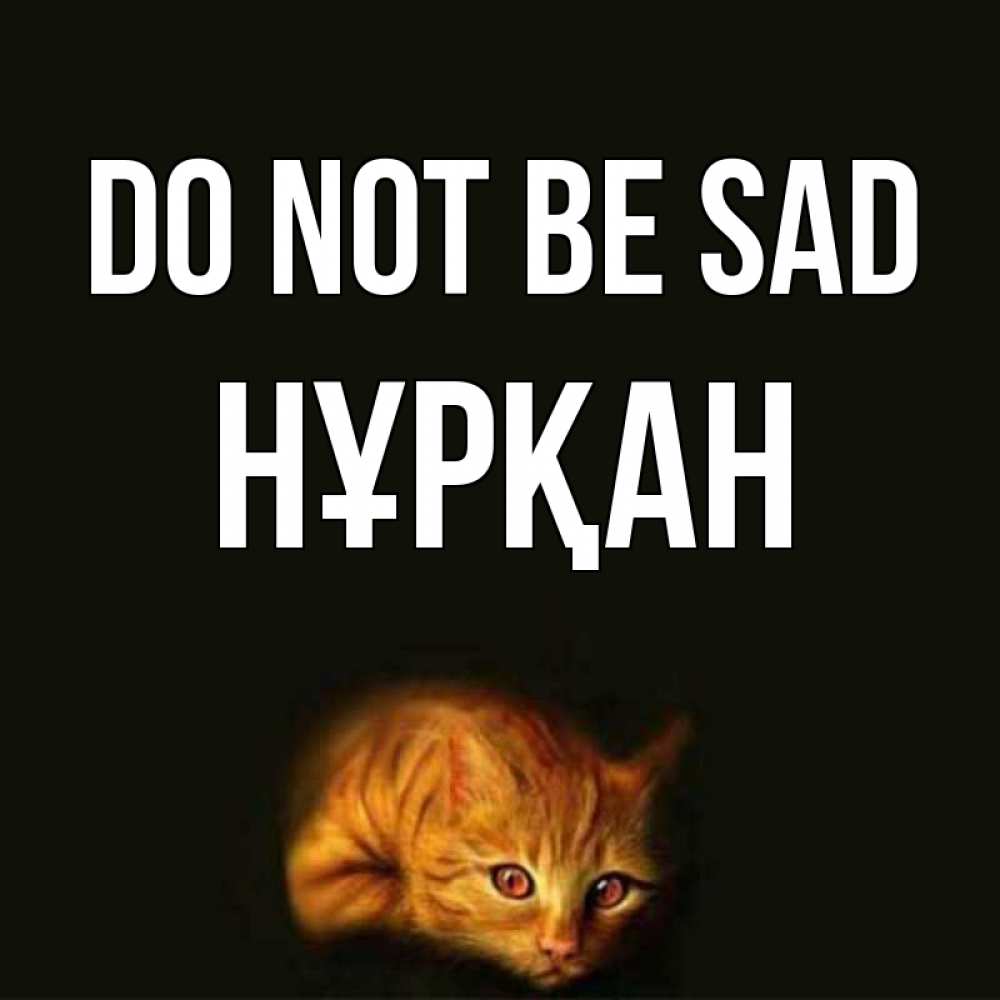 Greetings card с именем, Нұрқан Do not be sad лежащий кот в темноте Greetings with text for free download 
