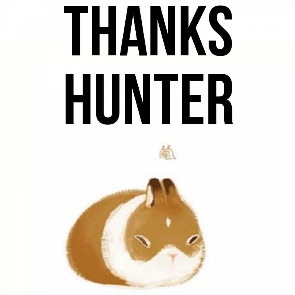 Greetings card с именем, Hunter Thanks коричнево белый домашний питомец Greetings with text for free download 