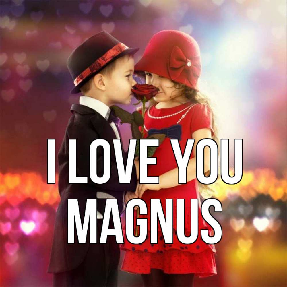 Greetings card с именем, Magnus I love you черное и красное и роза Greetings with text for free download 