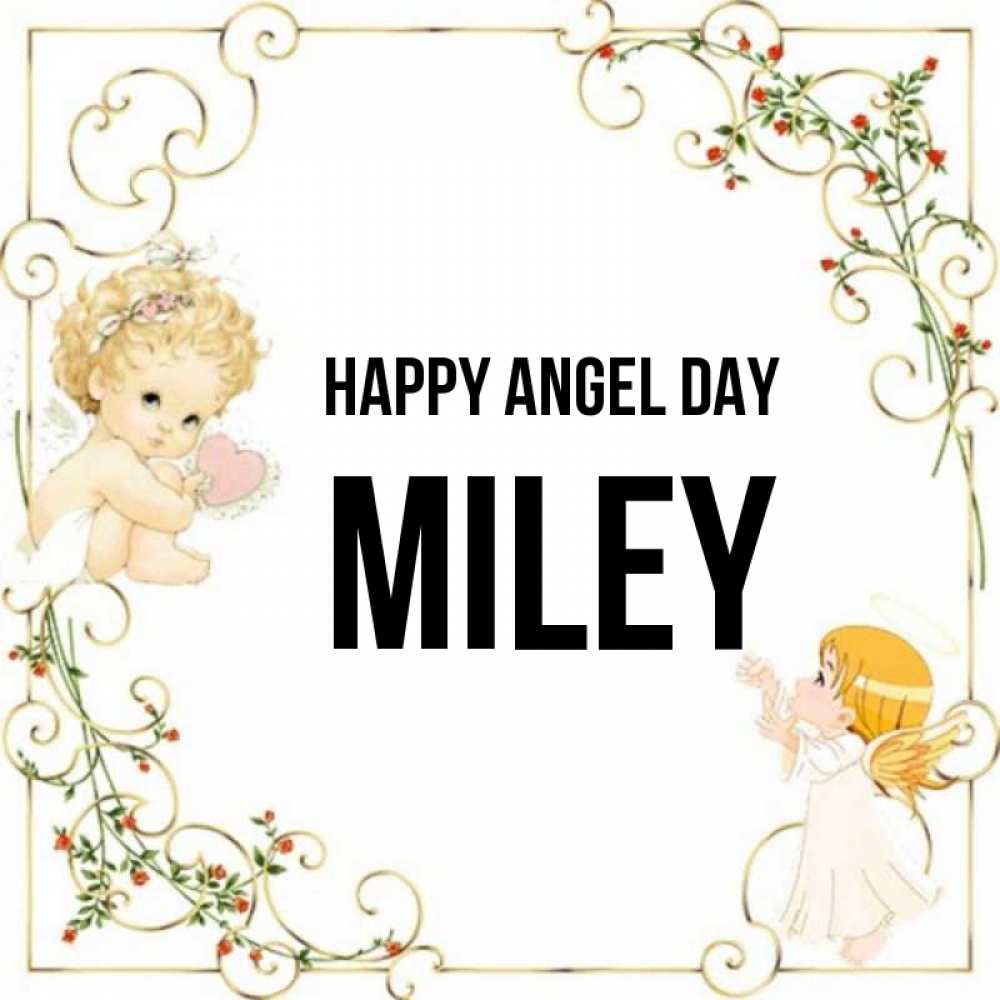 Greetings card с именем, Miley happy angel day ангелы желают прекрасных именин Greetings with text for free download 