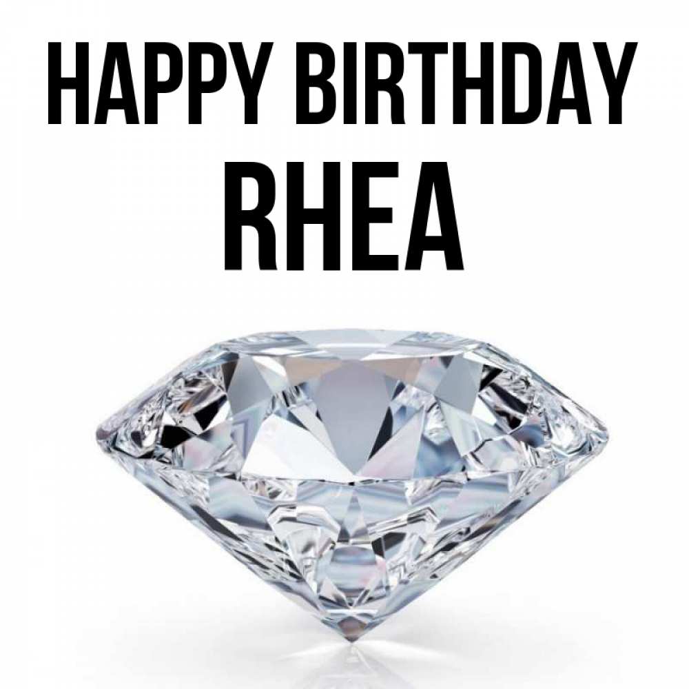 Greetings card с именем, Rhea Happy Birthday к пожеланием быть богатым Greetings with text for free download 