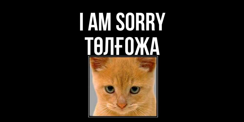 Greetings card с именем, ТӨЛҒОЖА I am sorry рыжий грустный кот просит прощения Greetings with text for free download 