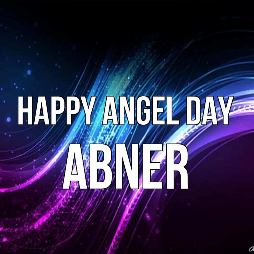 Greetings card с именем, Abner happy angel day фиолетовый фон Greetings with text for free download 