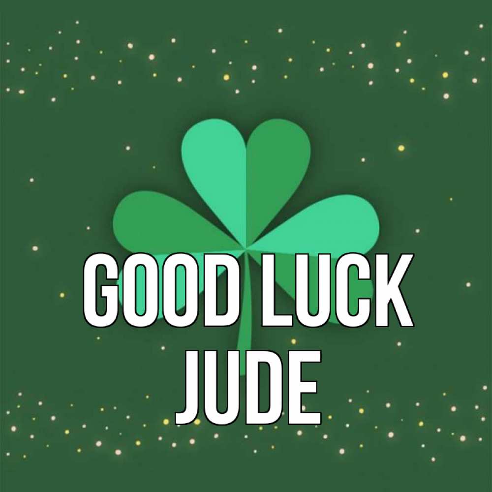 Greetings card с именем, Jude Good luck лист клевера Greetings with text for free download 