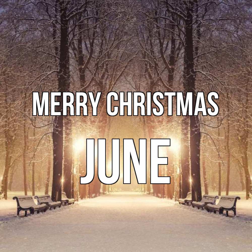 Greetings card с именем, June Merry Christmas зима, парк, фонарь, лес Greetings with text for free download 