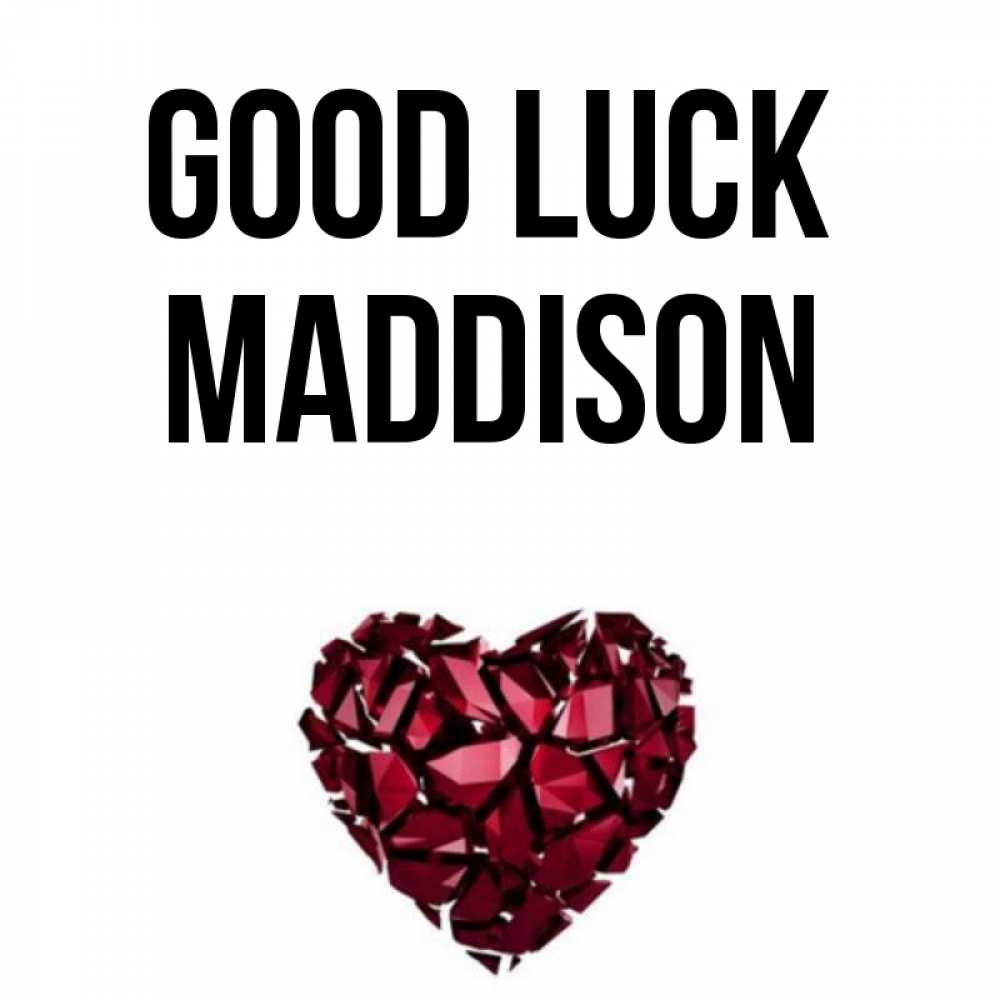 Greetings card с именем, Maddison Good luck бордовое из кристаллов  1 Greetings with text for free download 