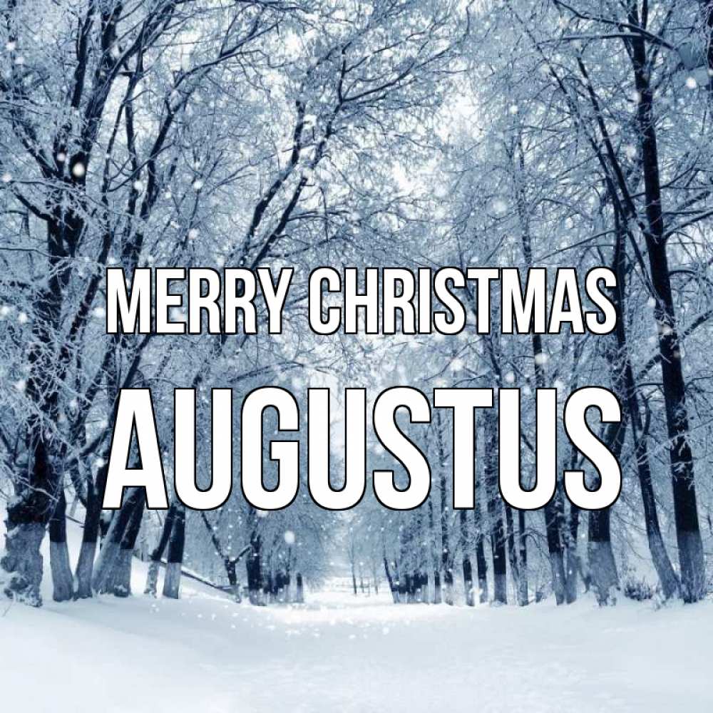 Greetings card с именем, Augustus Merry Christmas снег, лес, парк Greetings with text for free download 