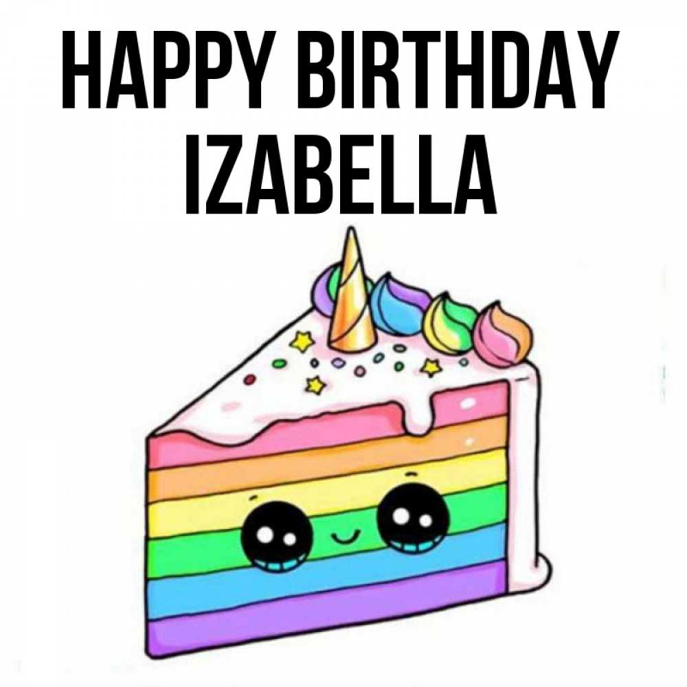 Greetings card с именем, Izabella Happy Birthday с днем варенья Greetings with text for free download 
