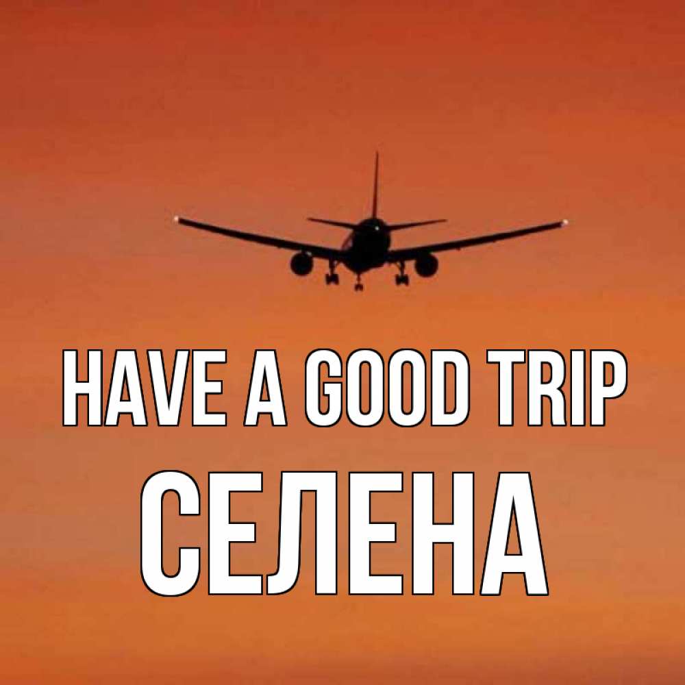 Greetings card с именем, Селена Have a good trip силуэт самолета Greetings with text for free download 