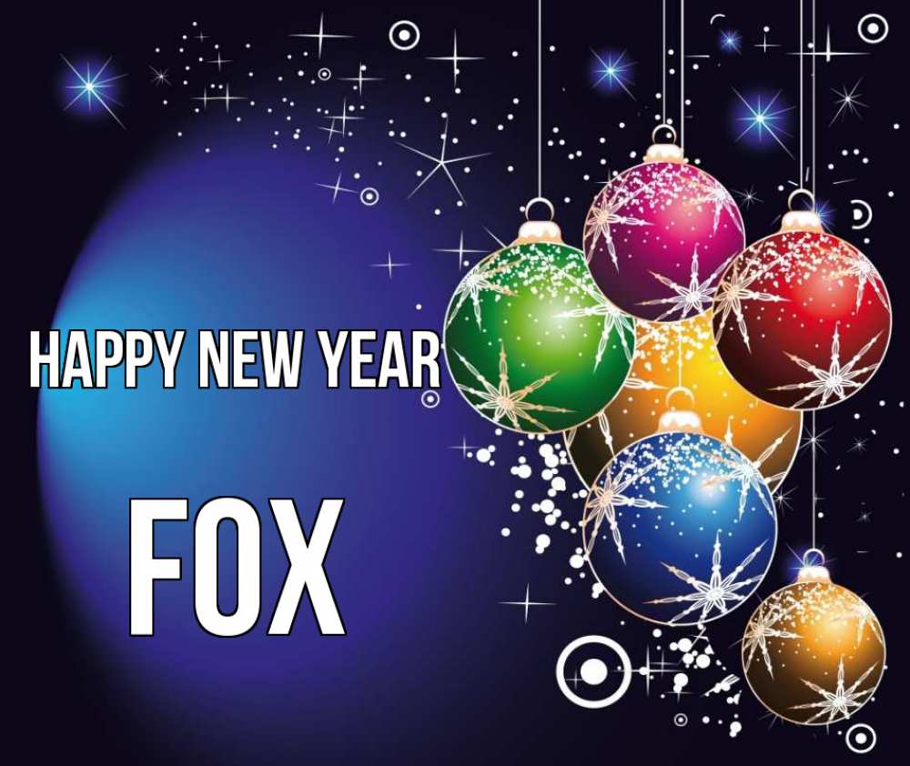 Greetings card с именем, Fox Happy New Year новый год Greetings with text for free download 