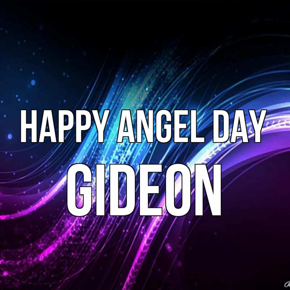 Greetings card с именем, Gideon happy angel day фиолетовый фон Greetings with text for free download 