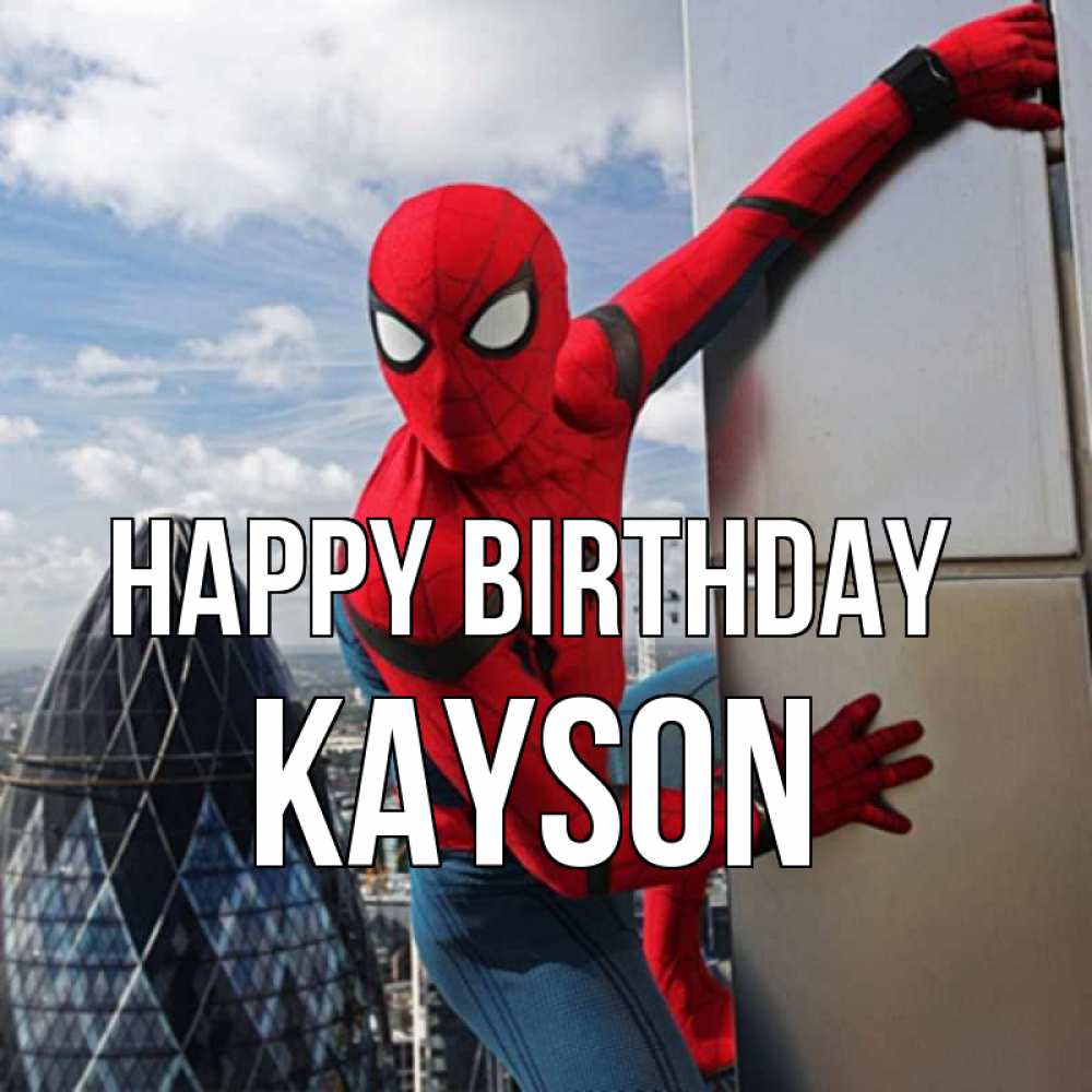 Greetings card с именем, Kayson Happy Birthday Марвел Greetings with text for free download 