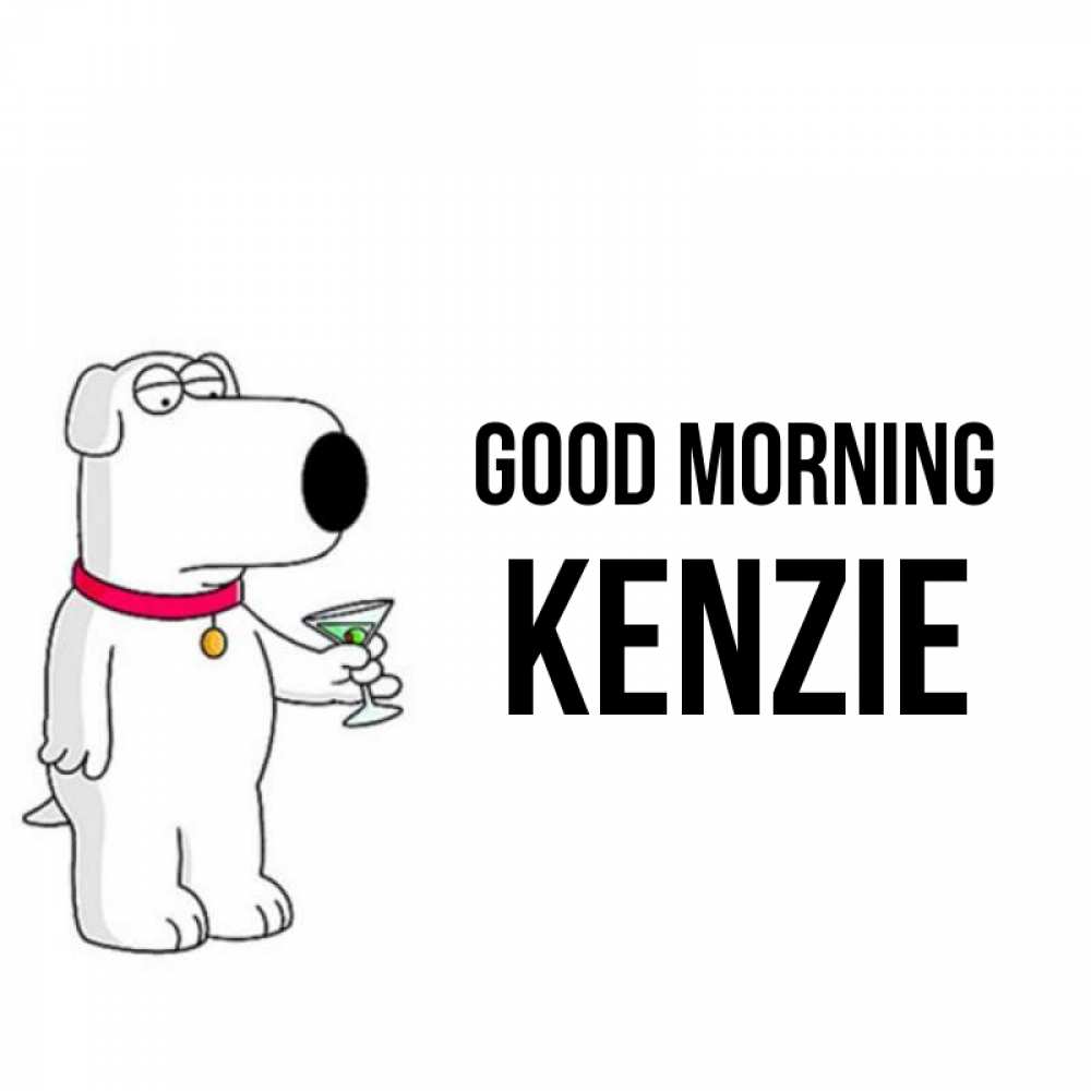 Greetings card с именем, Kenzie Good morning герои мультфильмов белый пес Greetings with text for free download 