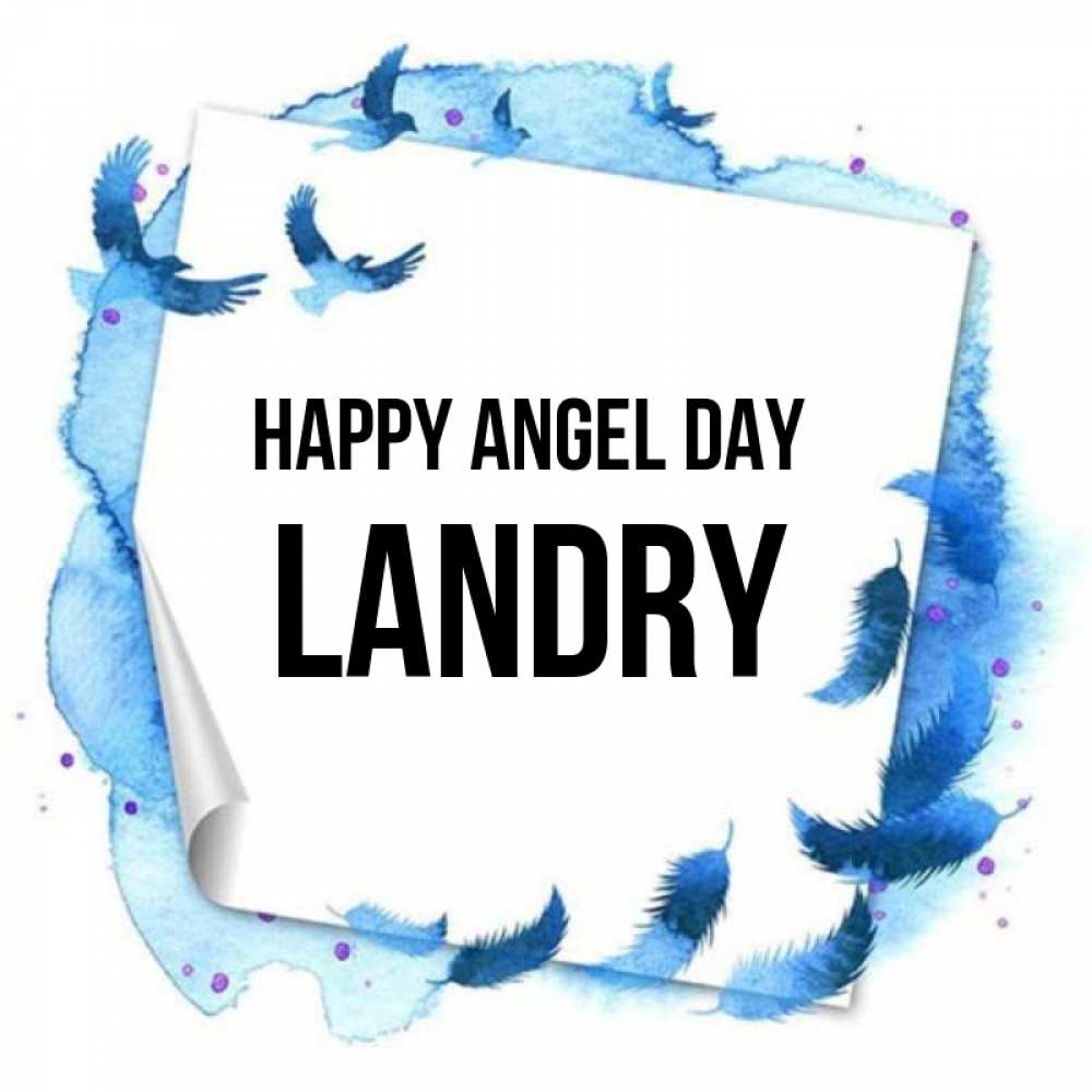 Greetings card с именем, Landry happy angel day красивые птицы летят Greetings with text for free download 