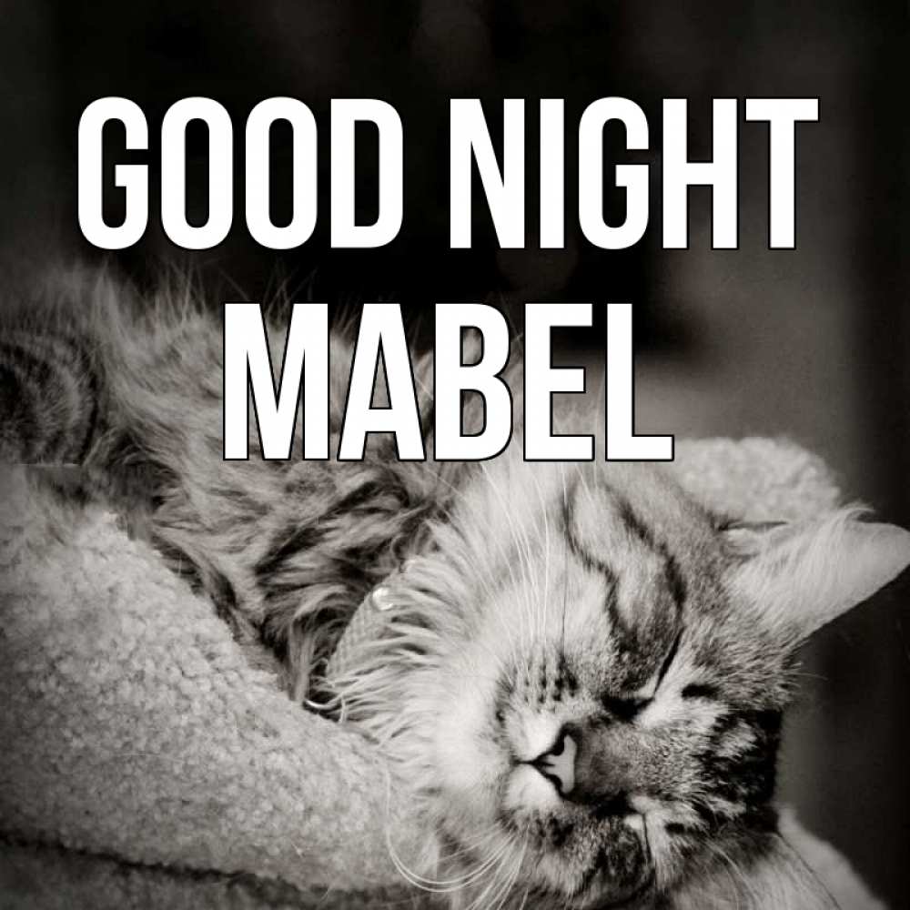 Greetings card с именем, Mabel Good night котярик пушистый Greetings with text for free download 
