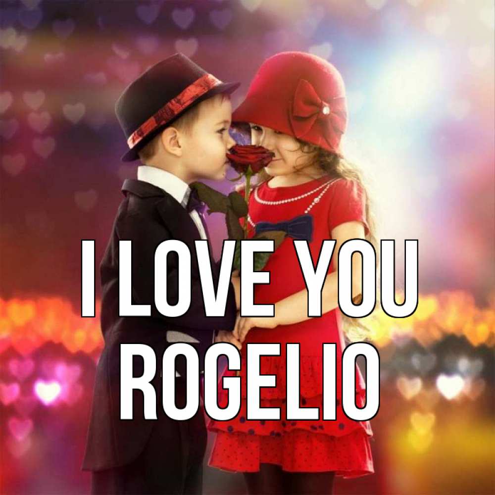 Greetings card с именем, Rogelio I love you черное и красное и роза Greetings with text for free download 