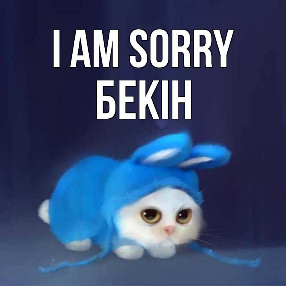Greetings card с именем, Бекін I am sorry невинный котозай просит прощения Greetings with text for free download 