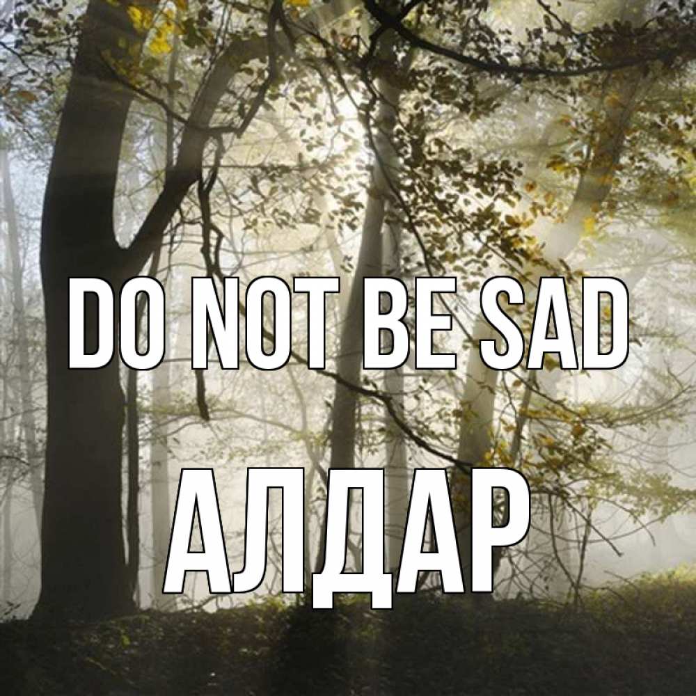 Greetings card с именем, Алдар Do not be sad лес и свет Greetings with text for free download 