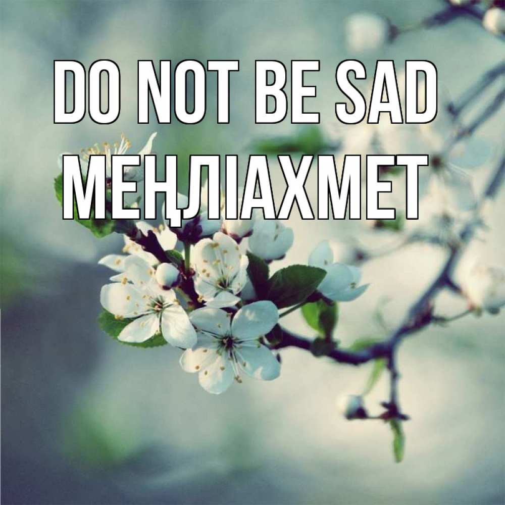 Greetings card с именем, МЕҢЛІАХМЕТ Do not be sad яблоня в цвету 1 Greetings with text for free download 
