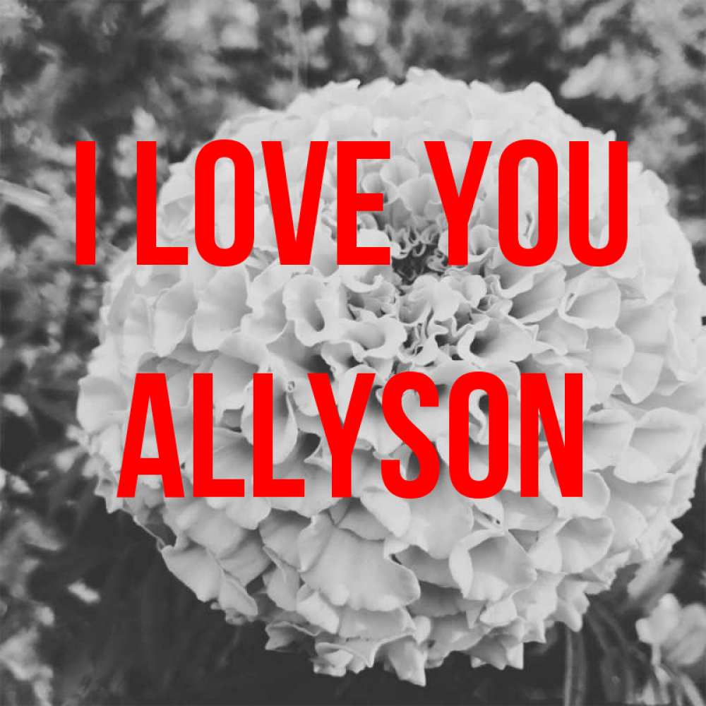 Greetings card с именем, Allyson I love you подпись Greetings with text for free download 