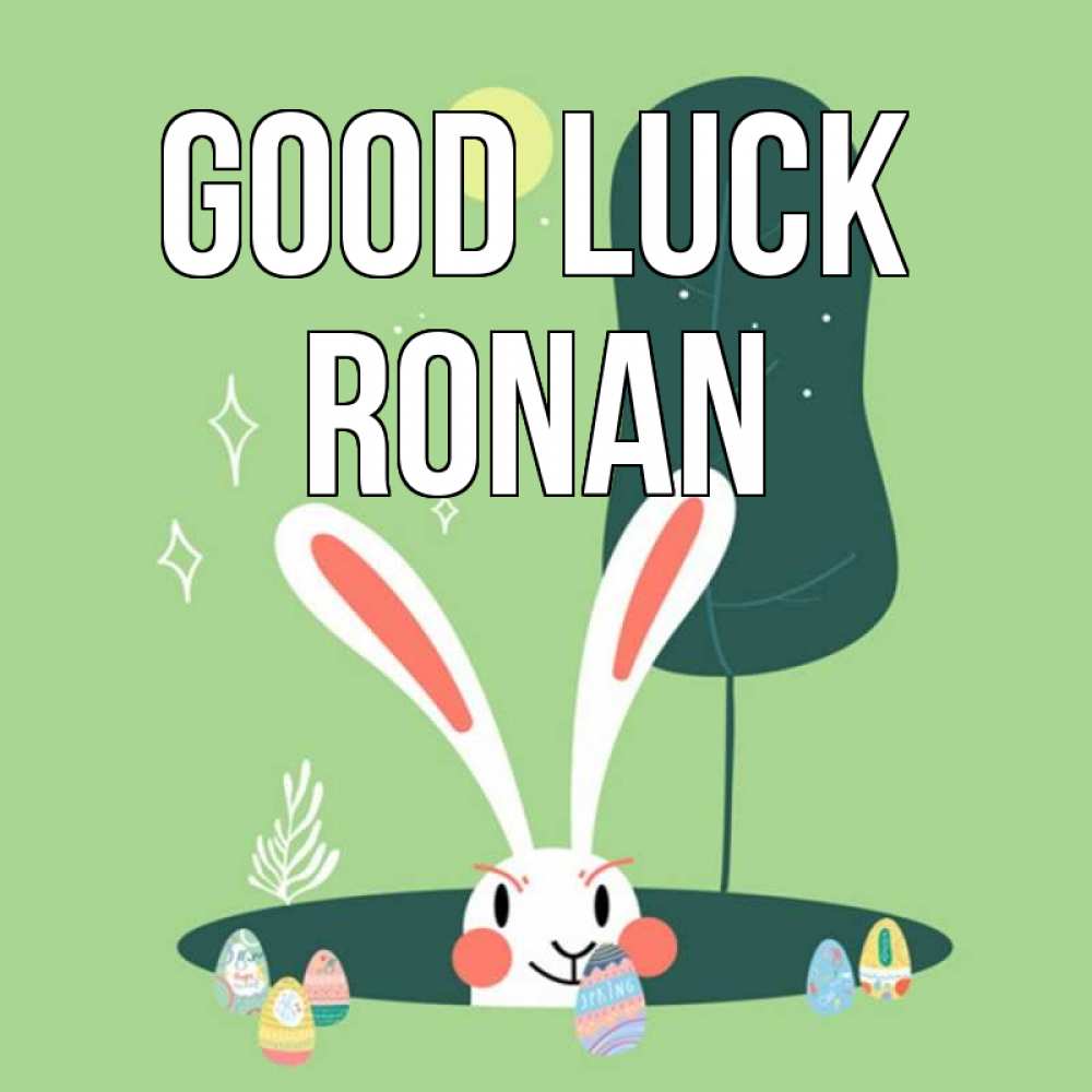 Greetings card с именем, Ronan Good luck заяц Greetings with text for free download 