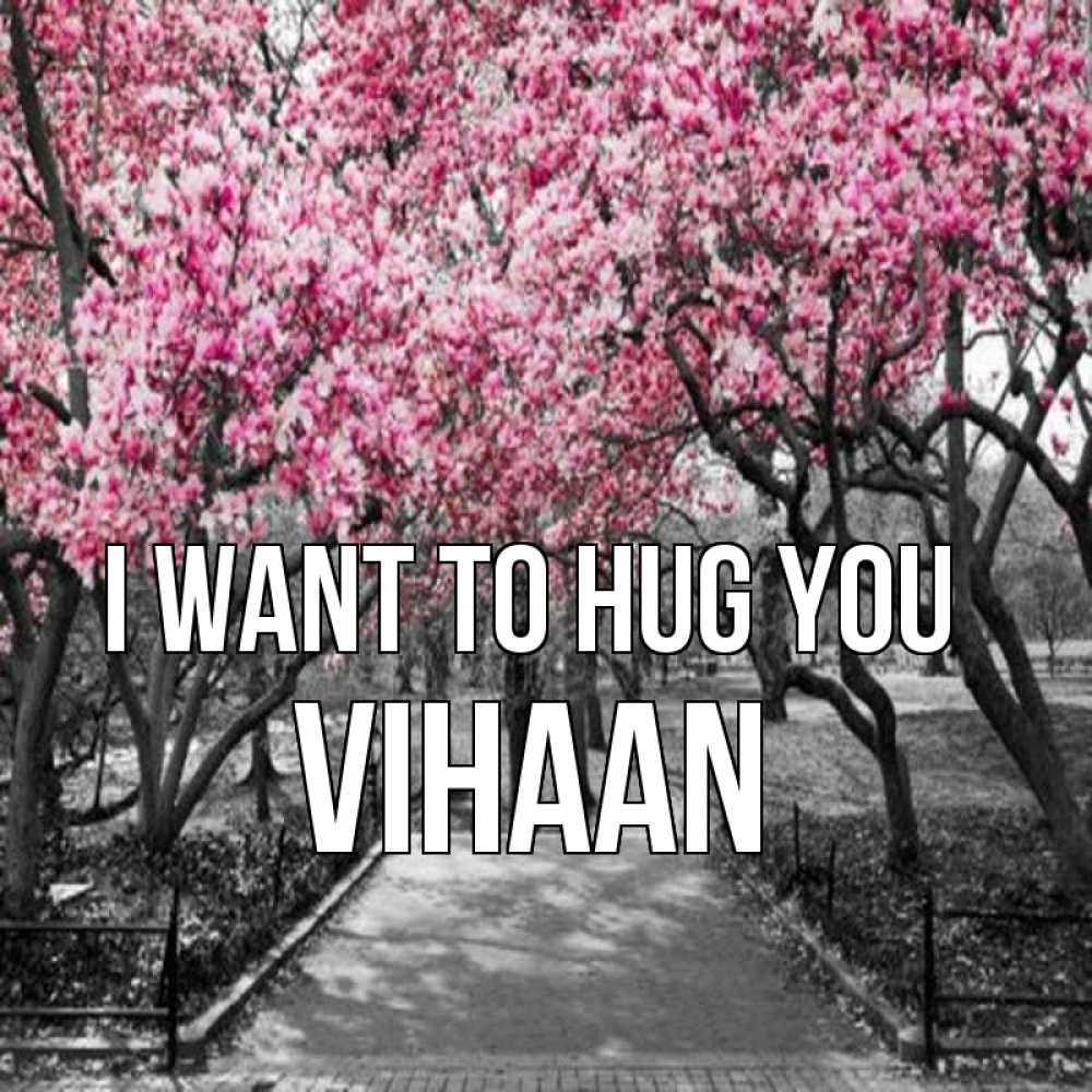Greetings card с именем, Vihaan I want to hug you обработанное фото Greetings with text for free download 