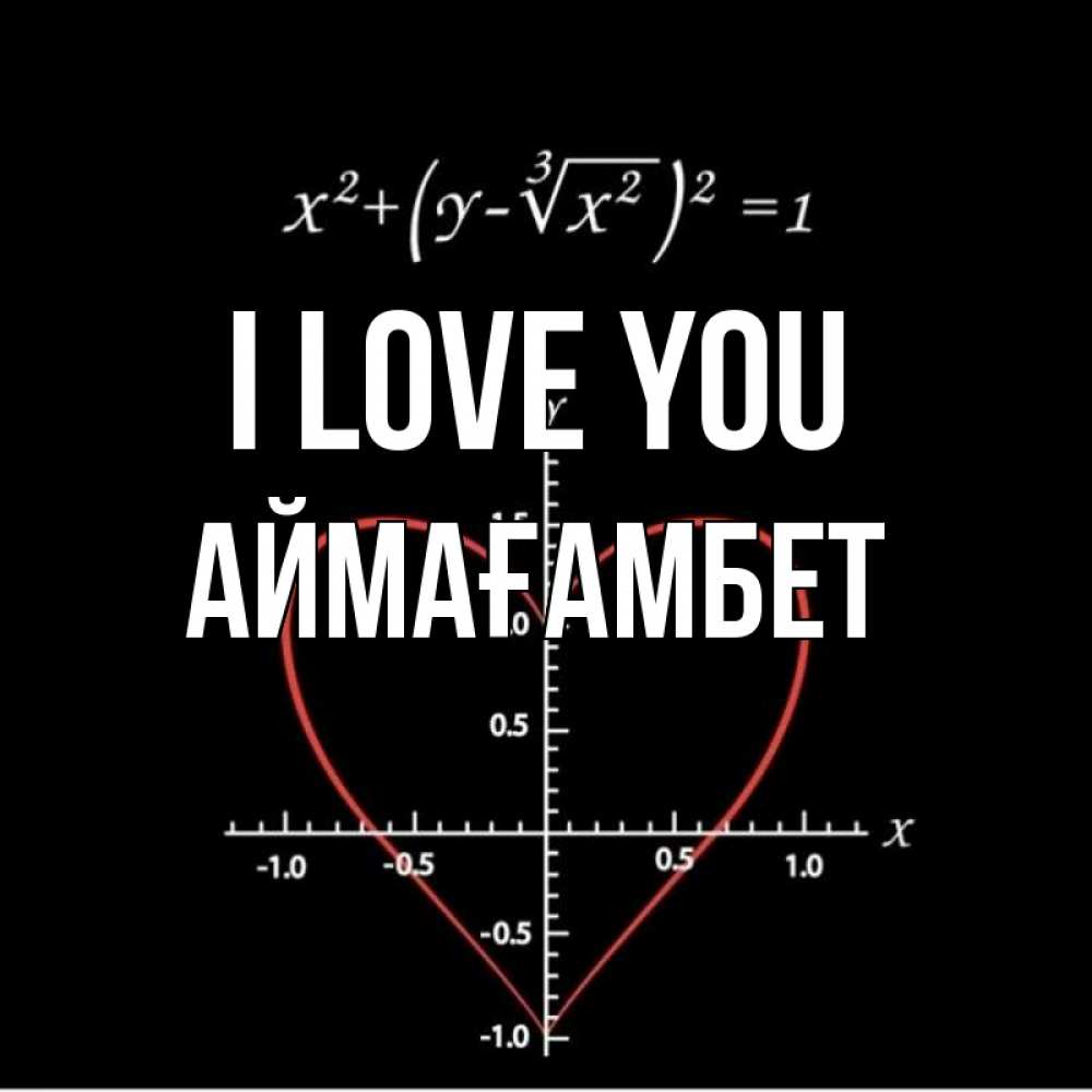 Greetings card с именем, Аймағамбет I love you сердечная формула Greetings with text for free download 