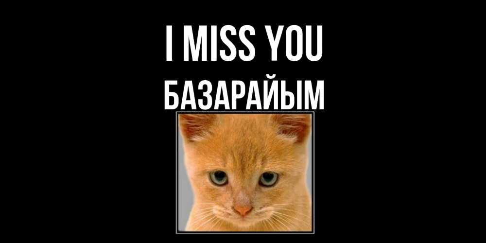Greetings card с именем, БАЗАРАЙЫМ I miss you открытки рыжий котенок скучает по тебе Greetings with text for free download 