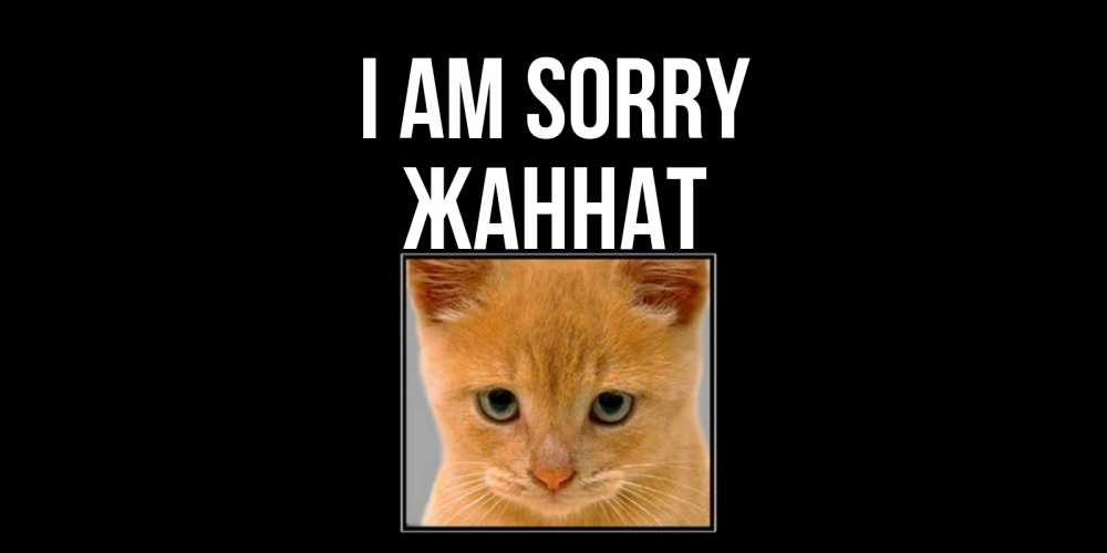 Greetings card с именем, ЖАННАТ I am sorry рыжий грустный кот просит прощения Greetings with text for free download 