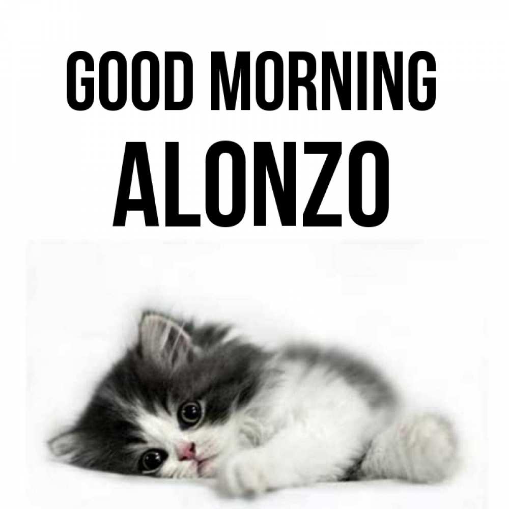 Greetings card с именем, Alonzo Good morning кот лапки Greetings with text for free download 