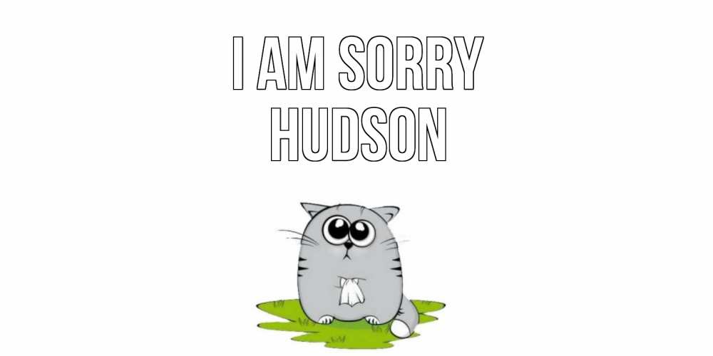 Greetings card с именем, Hudson I am sorry открытка с котиком просящим прощения Greetings with text for free download 