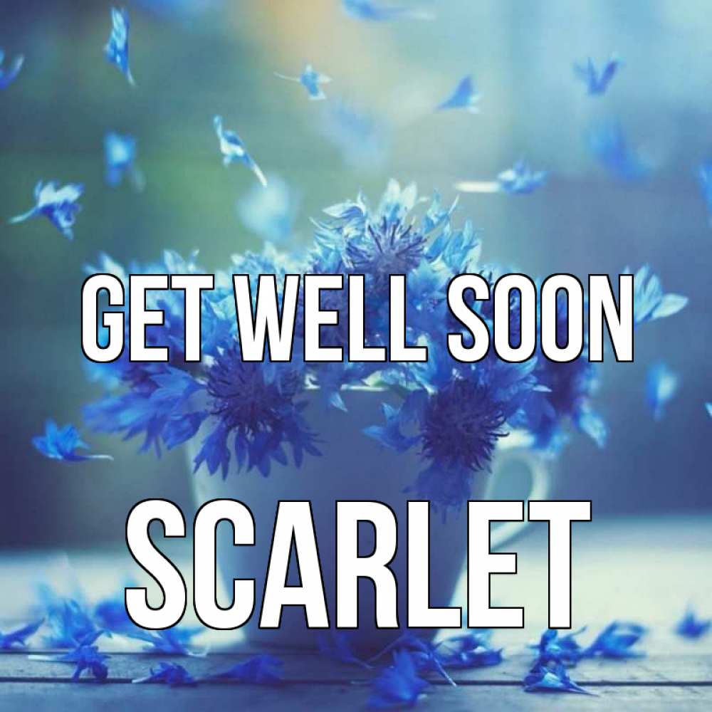 Greetings card с именем, Scarlet Get well soon кружка с зельем и цветами Greetings with text for free download 
