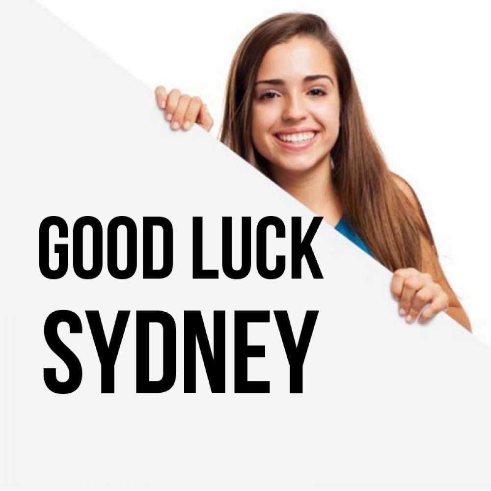 Greetings card с именем, Sydney Good luck пусть тебе сегодня повезет Greetings with text for free download 